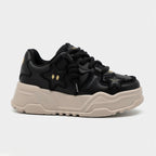 SoftSlipsy Black Star Platform Sneakers – Chunky Y2K Streetwear Trainers – Height Boost Casual Shoes