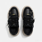 SoftSlipsy Black Star Platform Sneakers – Chunky Y2K Streetwear Trainers – Height Boost Casual Shoes