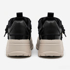 SoftSlipsy Black Star Platform Sneakers – Chunky Y2K Streetwear Trainers – Height Boost Casual Shoes