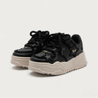 SoftSlipsy Black Star Platform Sneakers – Chunky Y2K Streetwear Trainers – Height Boost Casual Shoes