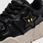 SoftSlipsy Black Star Platform Sneakers – Chunky Y2K Streetwear Trainers – Height Boost Casual Shoes