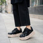 SoftSlipsy Black Star Platform Sneakers – Chunky Y2K Streetwear Trainers – Height Boost Casual Shoes