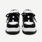 SoftSlipsy Black White Platform Sneakers – Minimal Star Chunky Y2K Streetwear Trainers