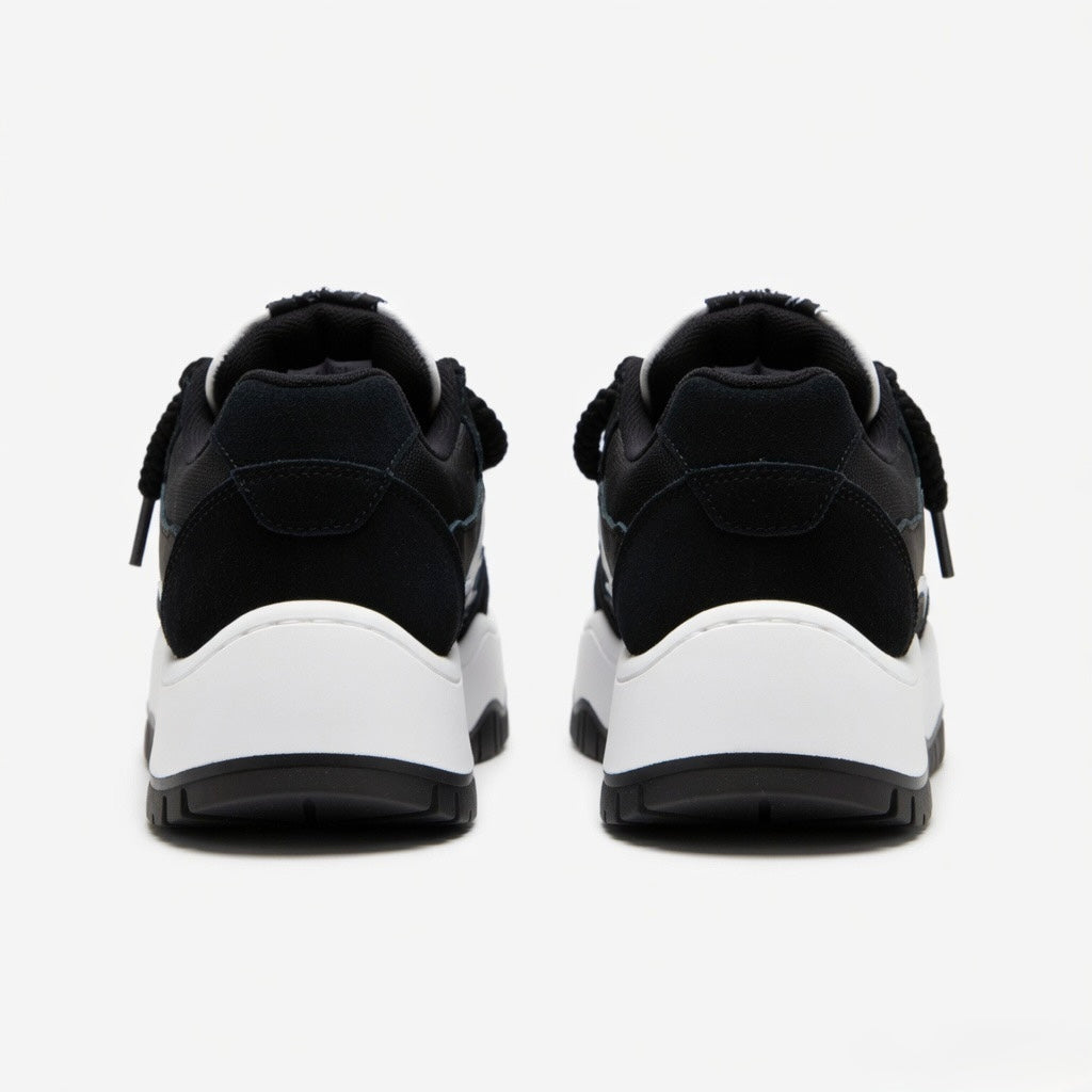 SoftSlipsy Black White Platform Sneakers – Minimal Star Chunky Y2K Streetwear Trainers