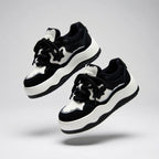 SoftSlipsy Black White Platform Sneakers – Minimal Star Chunky Y2K Streetwear Trainers