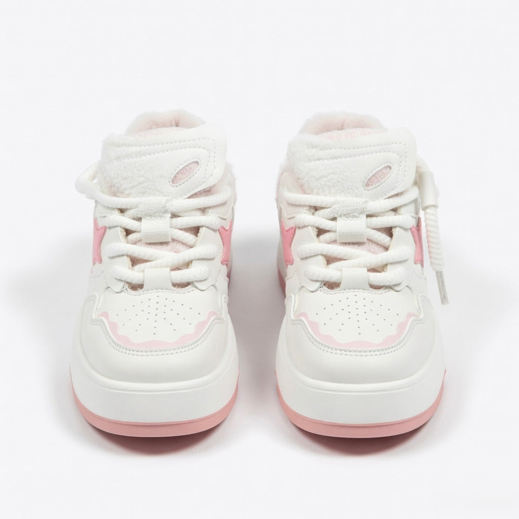 SoftSlipsy Pink Star Platform Sneakers – Cute Pastel Chunky Y2K Streetwear Trainers