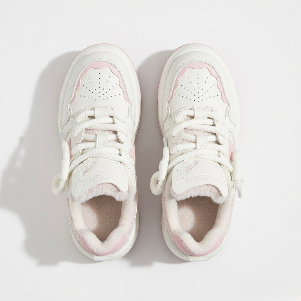 SoftSlipsy Pink Star Platform Sneakers – Cute Pastel Chunky Y2K Streetwear Trainers
