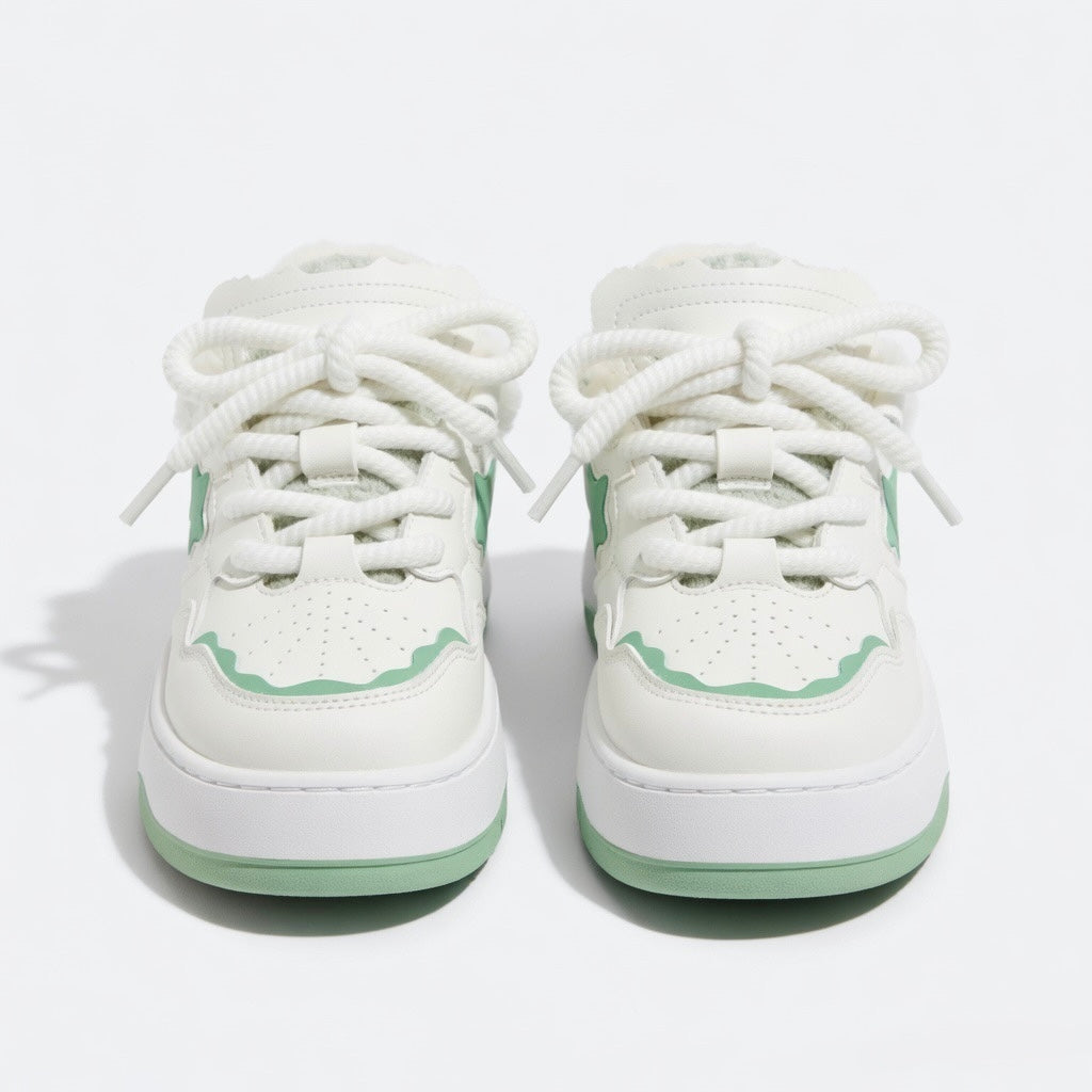 SoftSlipsy Mint Green Star Platform Sneakers – Pastel Chunky Y2K Streetwear Trainers