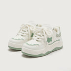 SoftSlipsy Mint Green Star Platform Sneakers – Pastel Chunky Y2K Streetwear Trainers