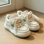 SoftSlipsy Mint Green Star Platform Sneakers – Pastel Chunky Y2K Streetwear Trainers