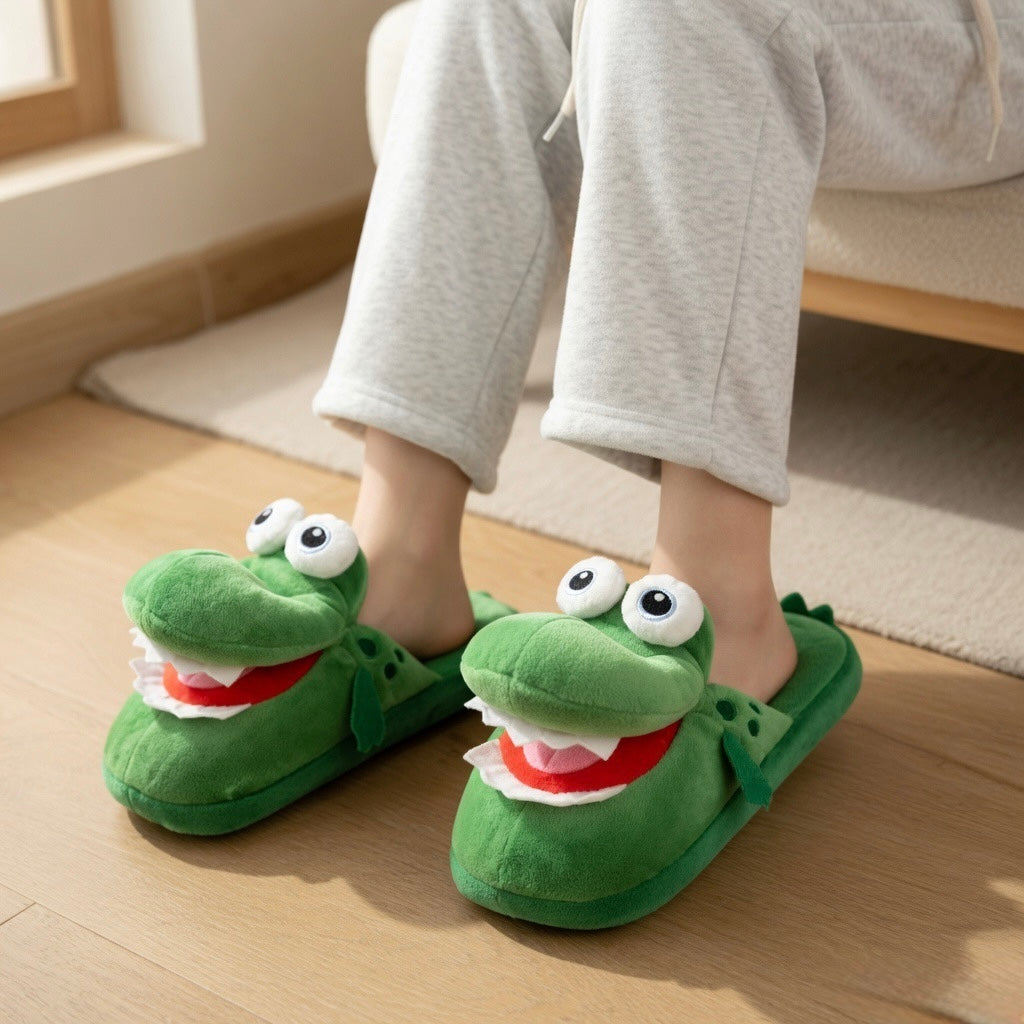 Cute Animal Slippers Sheep Crocodile Cow – Soft Plush Cozy Indoor House Shoes | Funny Cartoon Slippers