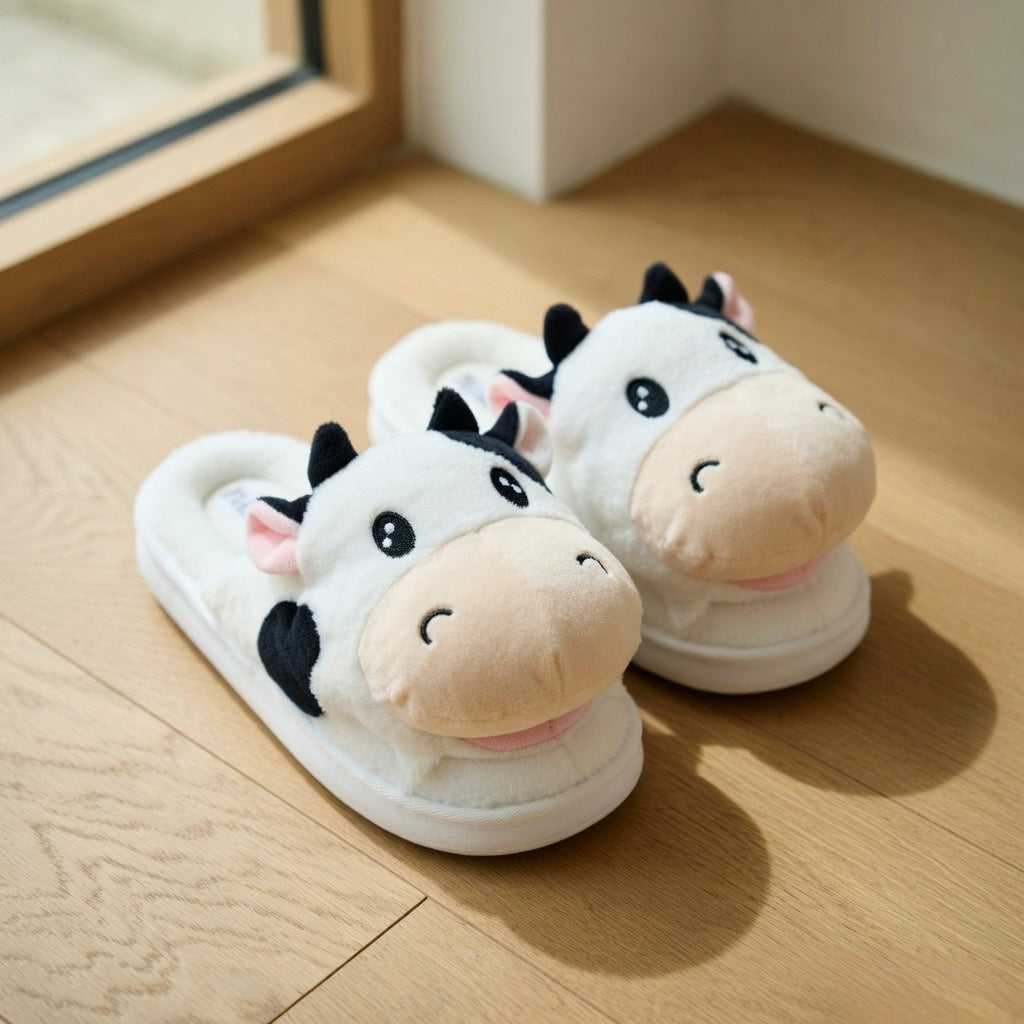 Cute Sheep Crocodile Cow Animal Slippers – Soft Cozy Indoor House Shoes | Funny Cartoon Plush Slippers