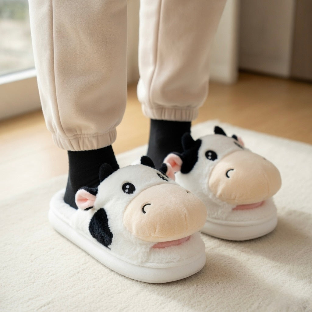 Cute Sheep Crocodile Cow Animal Slippers – Soft Cozy Indoor House Shoes | Funny Cartoon Plush Slippers