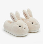 Beige Bunny Slippers Cute Plush Animal Slippers Soft Warm Indoor House Shoes Cozy Winter Slippers