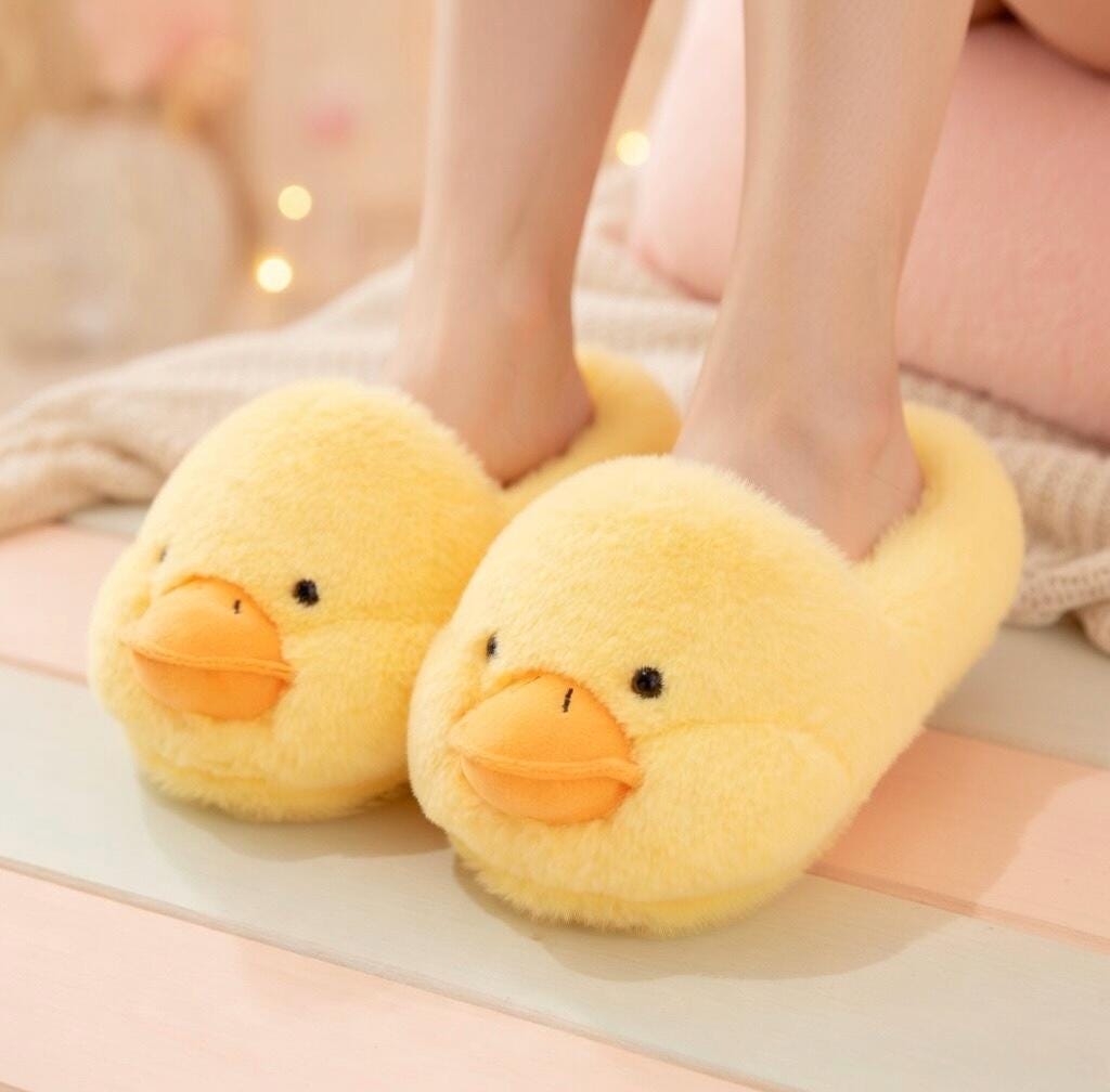 Cute Duck Plush Slippers Soft Animal Slippers Warm Cozy Indoor House Shoes Fluffy Winter Slippers