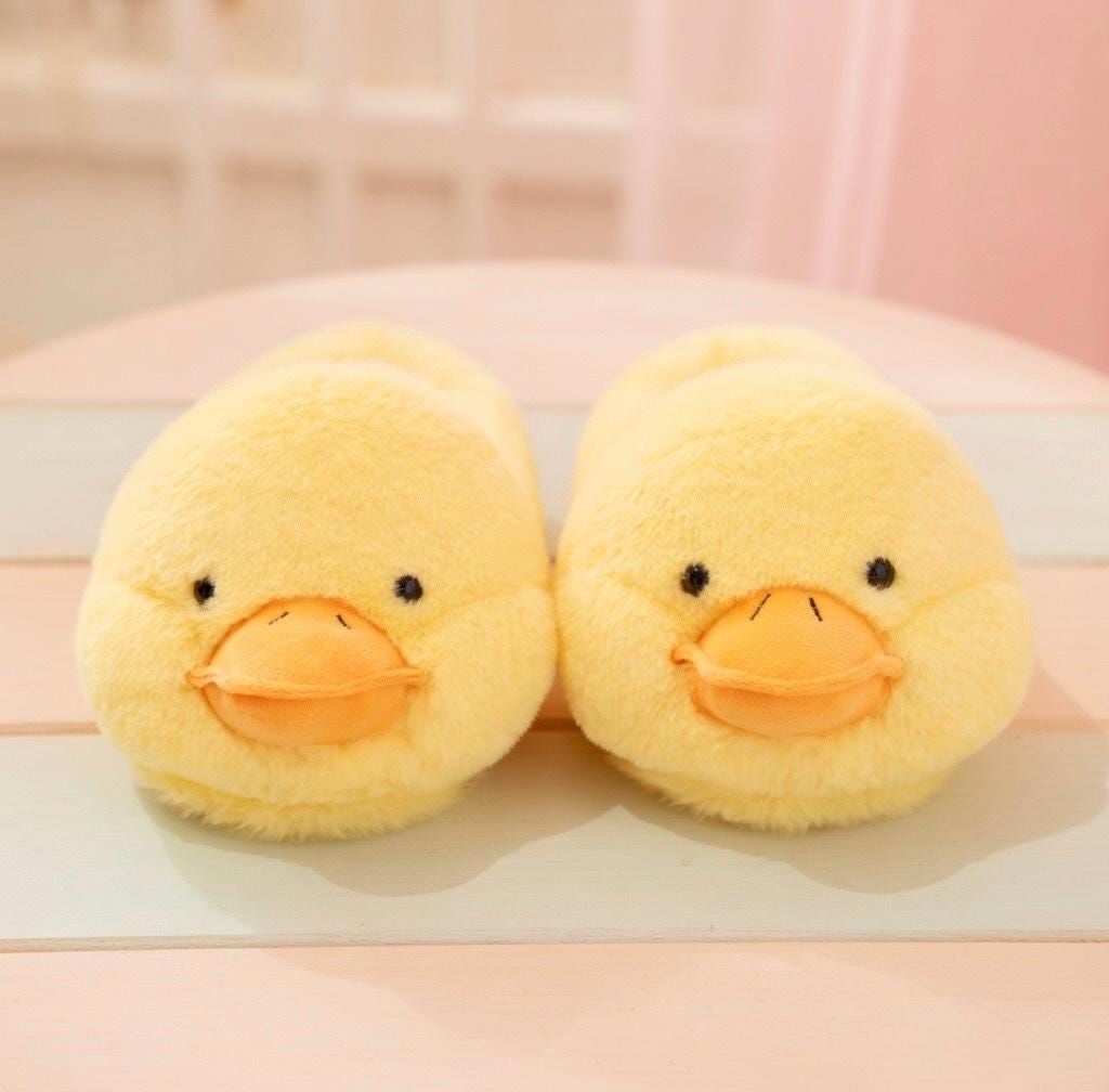 Cute Duck Plush Slippers Soft Animal Slippers Warm Cozy Indoor House Shoes Fluffy Winter Slippers