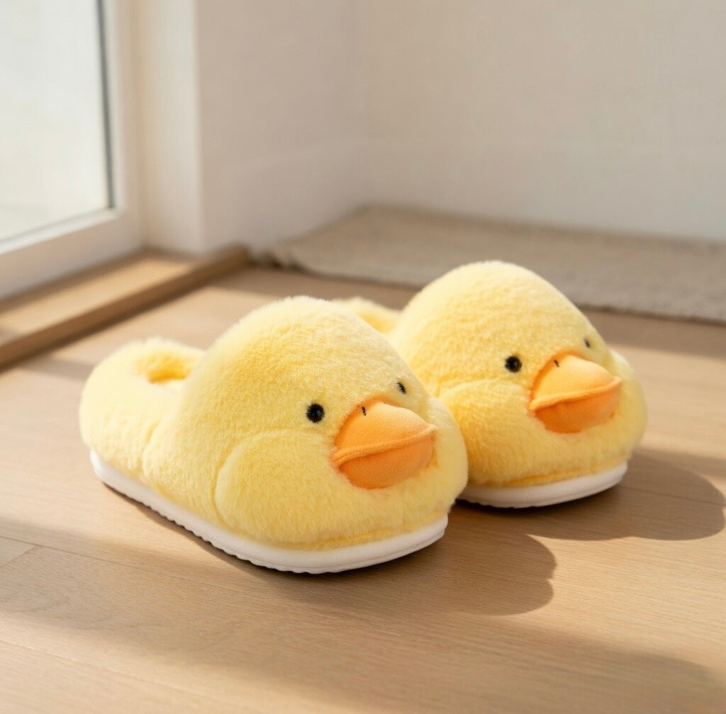 Cute Duck Plush Slippers Soft Animal Slippers Warm Cozy Indoor House Shoes Fluffy Winter Slippers