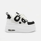 SoftSlipsy Women's Panda Platform Sneakers: Chunky Sole, Korean Style Trainers