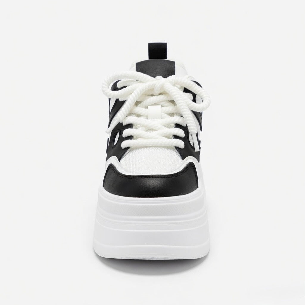 SoftSlipsy Women's Panda Platform Sneakers: Chunky Sole, Korean Style Trainers