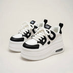 SoftSlipsy Women's Panda Platform Sneakers: Chunky Sole, Korean Style Trainers
