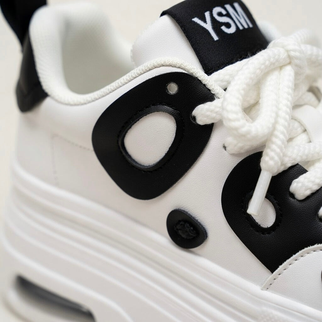 SoftSlipsy Women's Panda Platform Sneakers: Chunky Sole, Korean Style Trainers