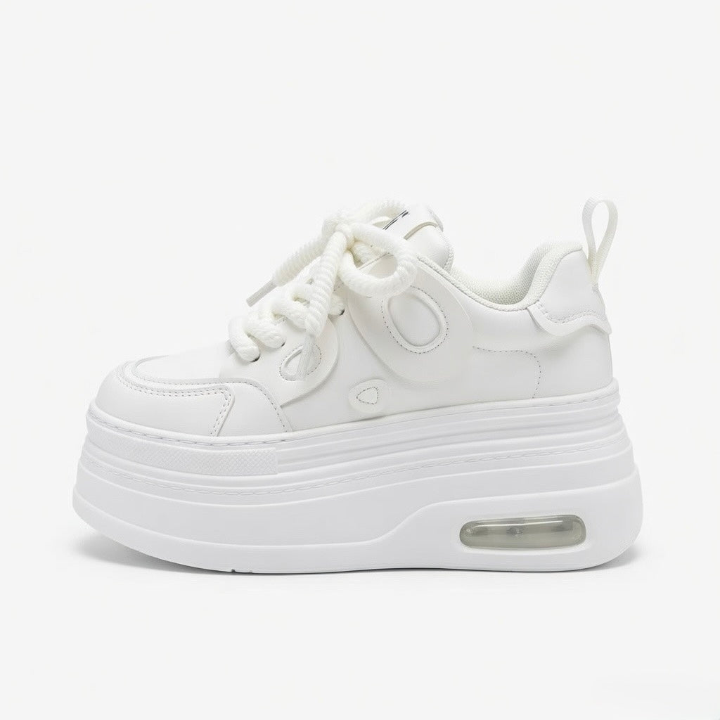 SoftSlipsy Women's Panda Platform Sneakers: Chunky Sole, Korean Style Trainers