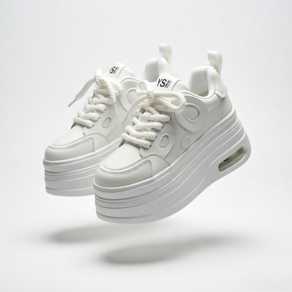 SoftSlipsy Women's Panda Platform Sneakers: Chunky Sole, Korean Style Trainers