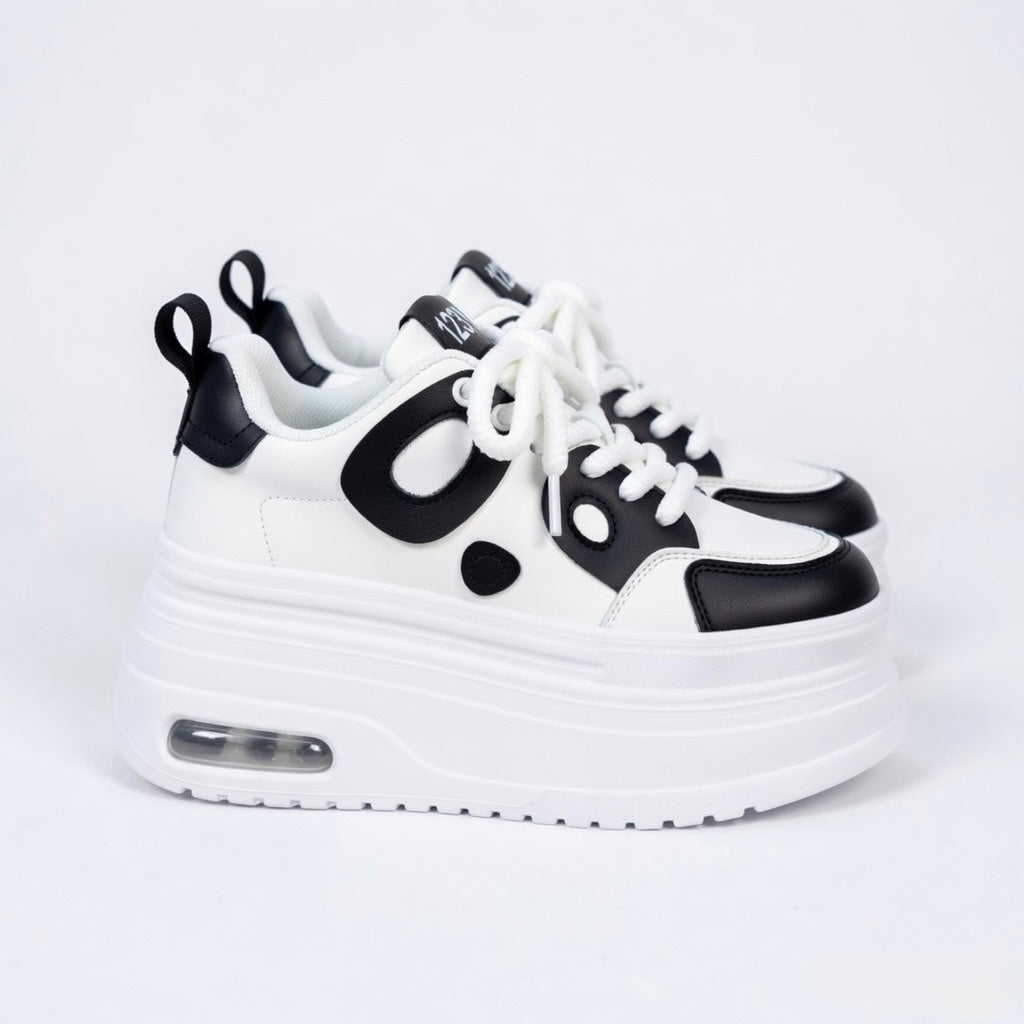 SoftSlipsy Women's Panda Platform Sneakers: Chunky Sole, Korean Style Trainers