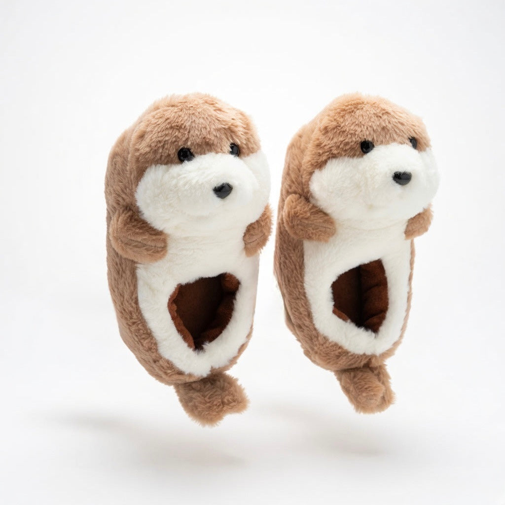 Plush Baby Otter Slippers | Cozy Animal House Shoes, Warm Non-Slip Indoor Footwear | SoftSlipsy