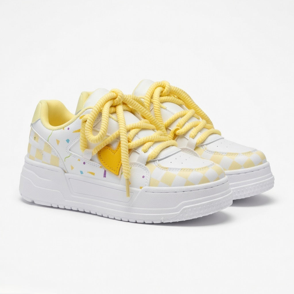 SoftSlipsy Pastel Platform Sneakers Women | Chunky Kawaii Lace Up Shoes | Soft Girl
