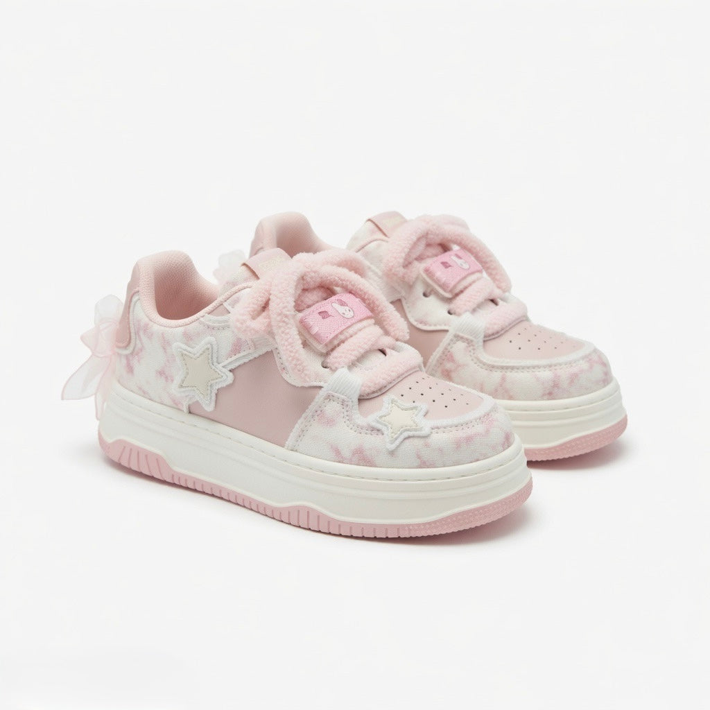 SoftSlipsy Kawaii Cat Platform Sneakers | Pastel Chunky Cartoon Shoes