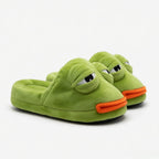 Funny Frog Slippers with Adjustable Eyes | Plush Animal House Shoes | SoftSlipsy