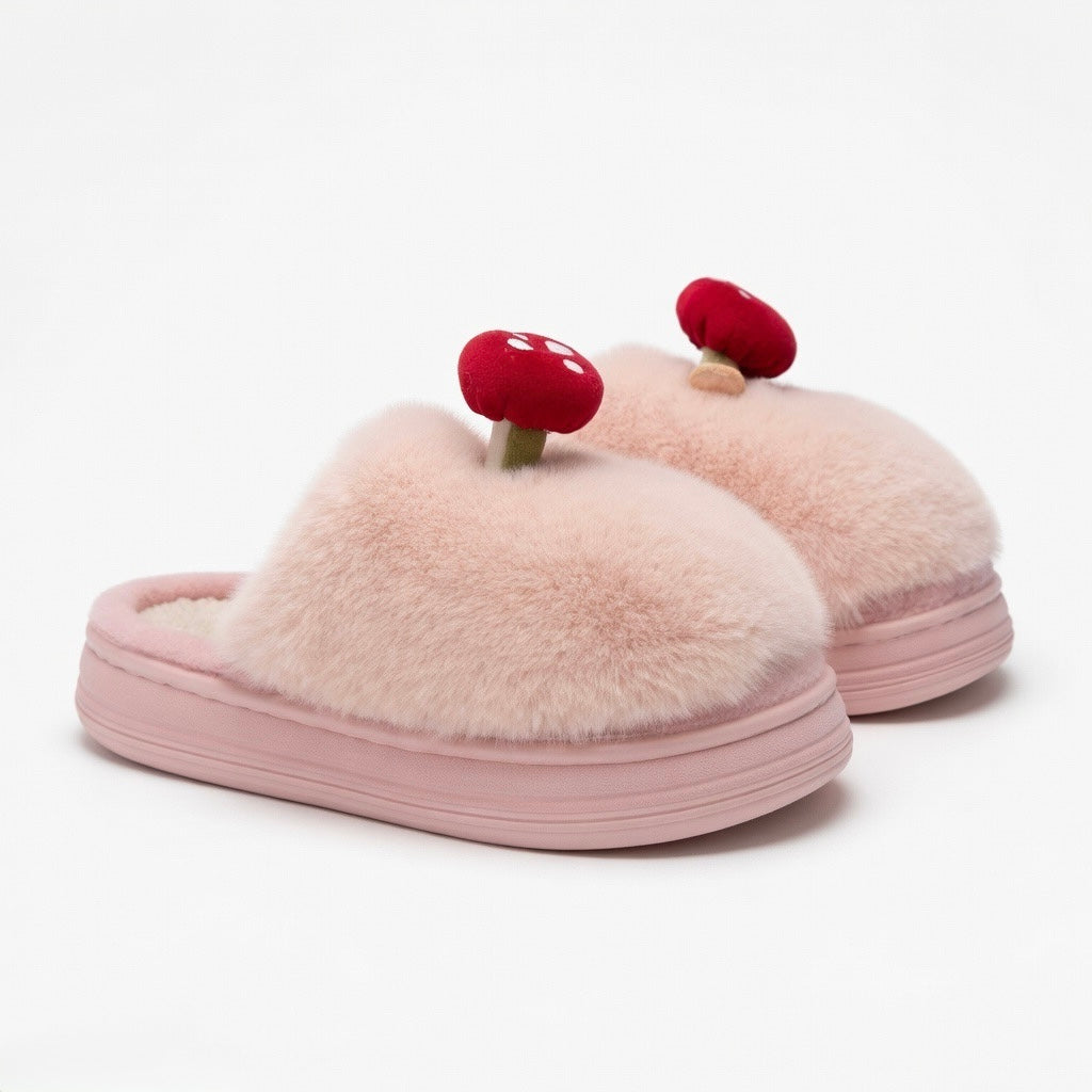 Plush Mushroom Slippers | Cozy Cottagecore Winter House Shoes | SoftSlipsy