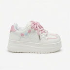 SoftSlipsy Women's Bow Platform Sneakers | Korean Style Chunky Trainers (+8CM Height)