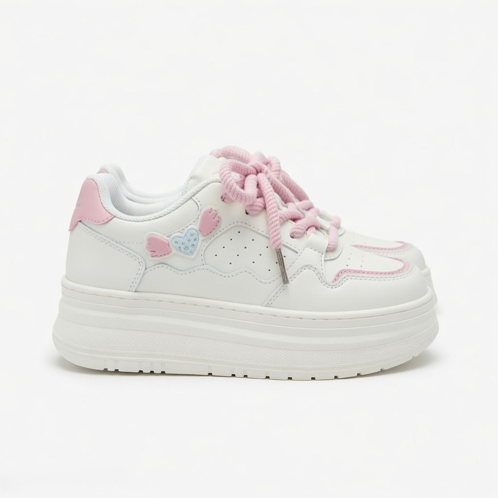 SoftSlipsy Women's Bow Platform Sneakers | Korean Style Chunky Trainers (+8CM Height)