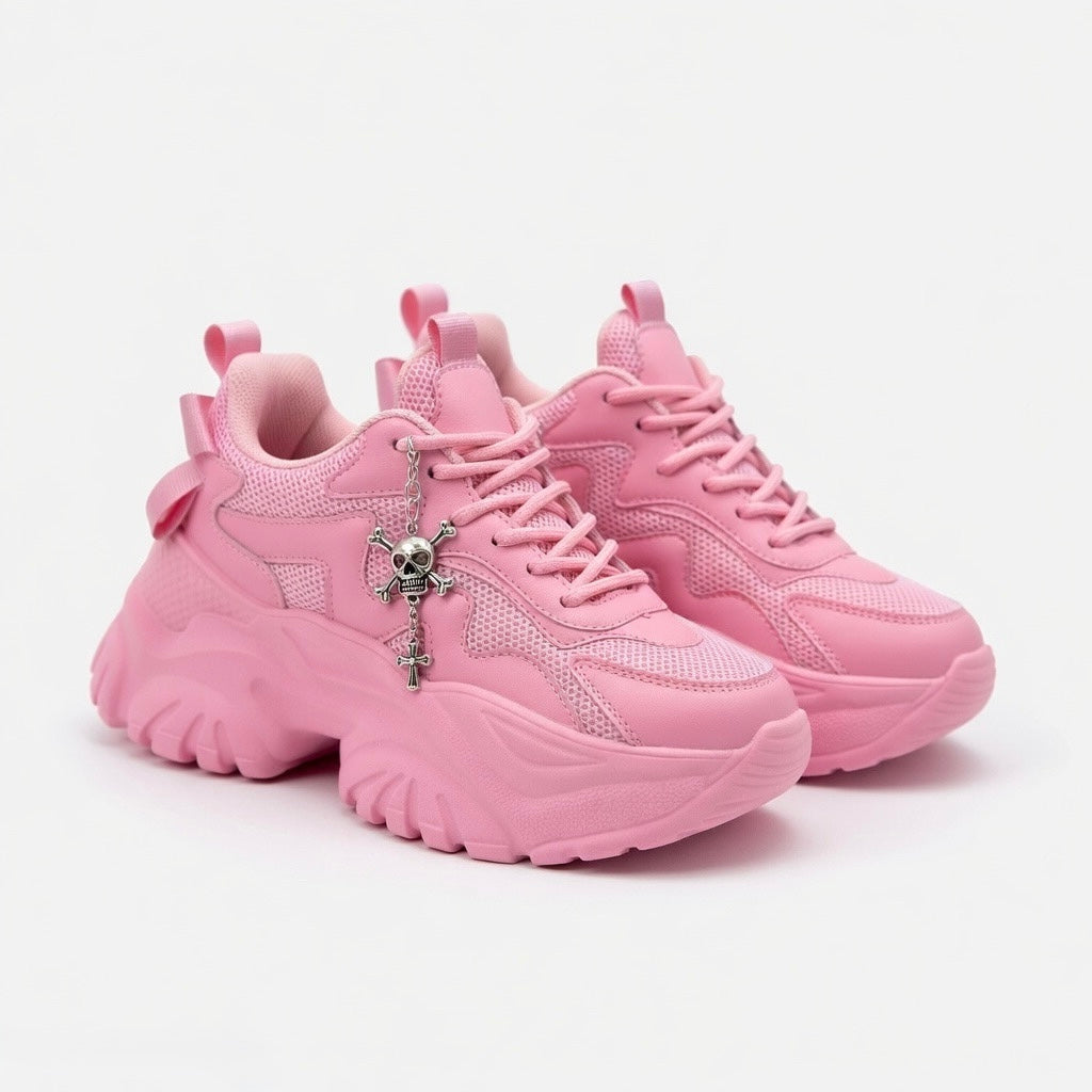 SoftSlipsy Black Platform Sneakers Women | Chunky Edgy Street Style Trainers (+14CM Height)