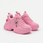 SoftSlipsy Black Platform Sneakers Women | Chunky Edgy Street Style Trainers (+14CM Height)