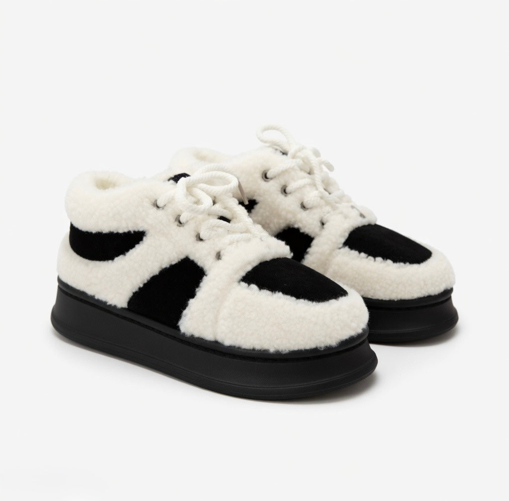 SoftSlipsy Cozy Sherpa Platform Sneakers | Fleece Lined Winter Trainers for Women