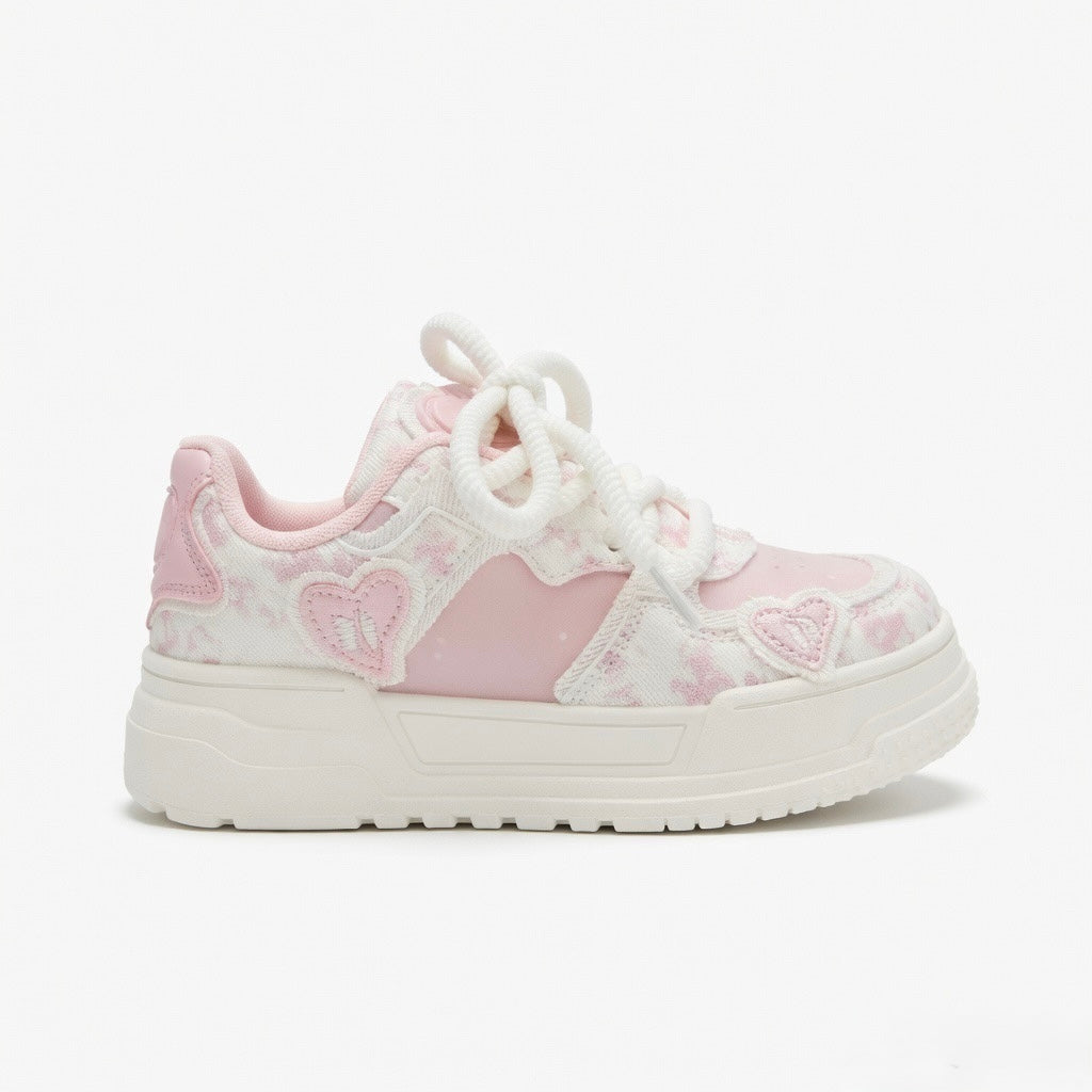SoftSlipsy Pink Heart Platform Sneakers | Y2K Chunky Trainers (+8CM Height)