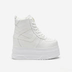 SoftSlipsy Women's White Chunky Platform Sneakers | +14CM Height Increasing Trainers