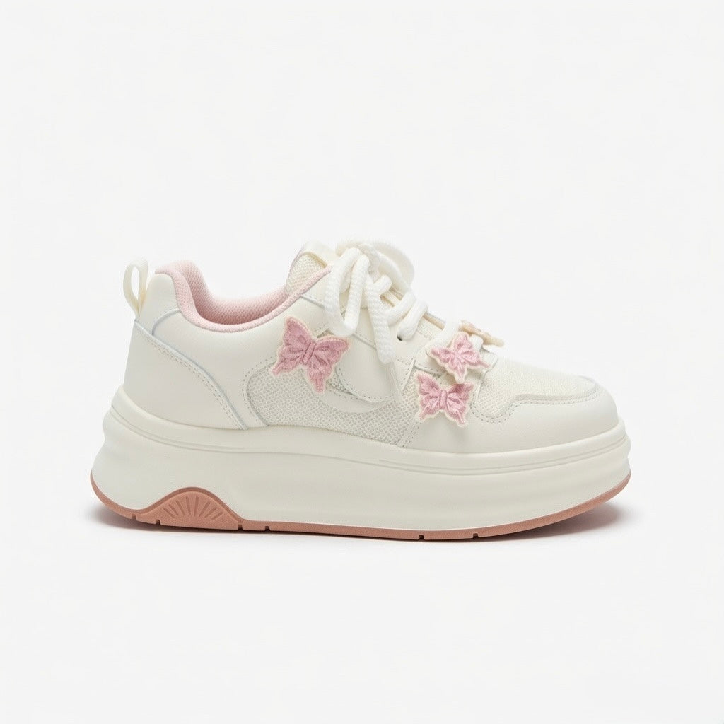 SoftSlipsy butterfly Platform Sneakers Women | Butterfly Floral Chunky Trainers