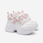 SoftSlipsy 10.5CM. Chunky Platform Sneakers Women, Height Increasing, White Korean Streetwear Trainers