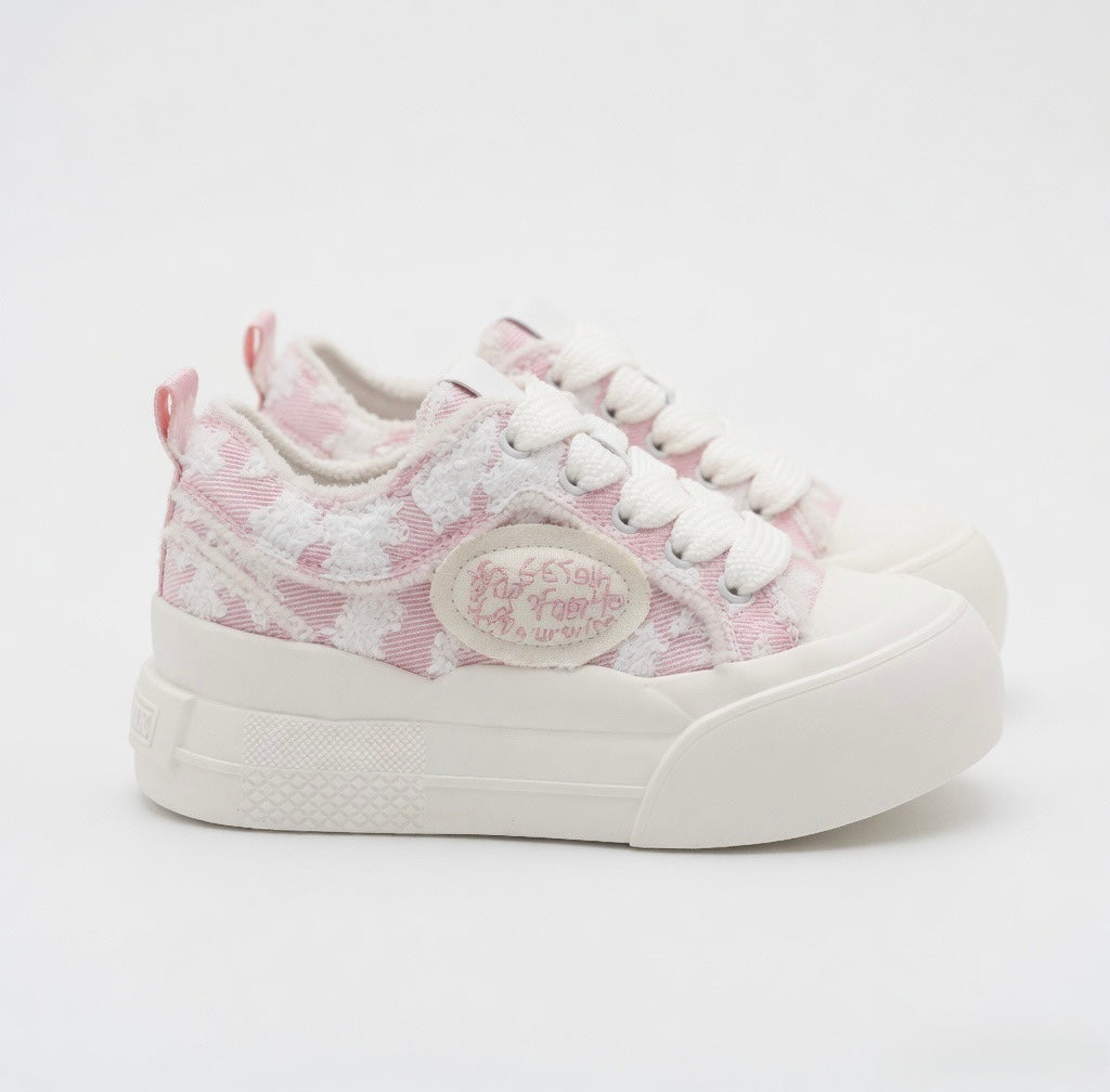 SoftSlipsy White Canvas Platform Sneakers Women – Thick Sole Casual Trainers, Soft Girl Style Shoes