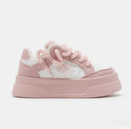 SoftSlipsy Blue Denim Platform Sneakers Women | Chunky Sole Skate Trainers Streetwear