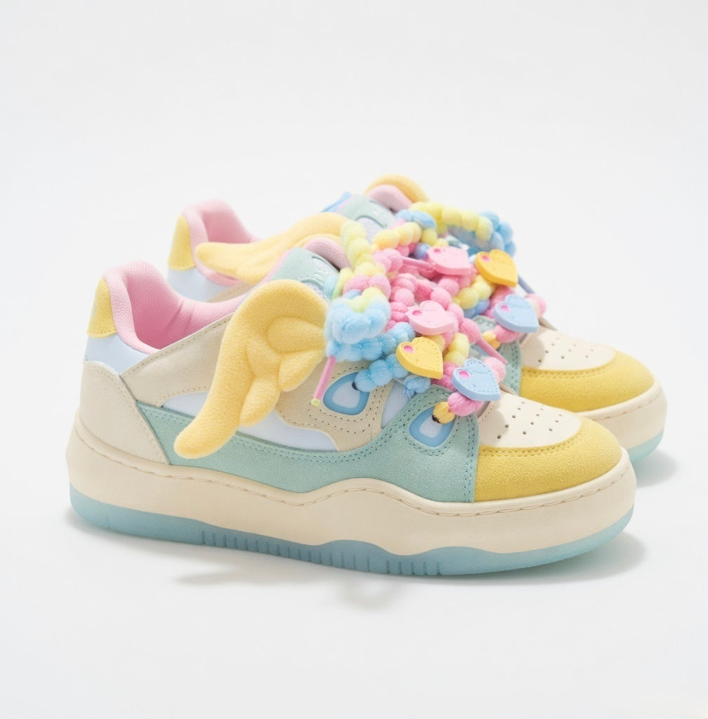SoftSlipsy Women's Candy Color Platform Sneakers | Chunky Sole Streetwear Trainers