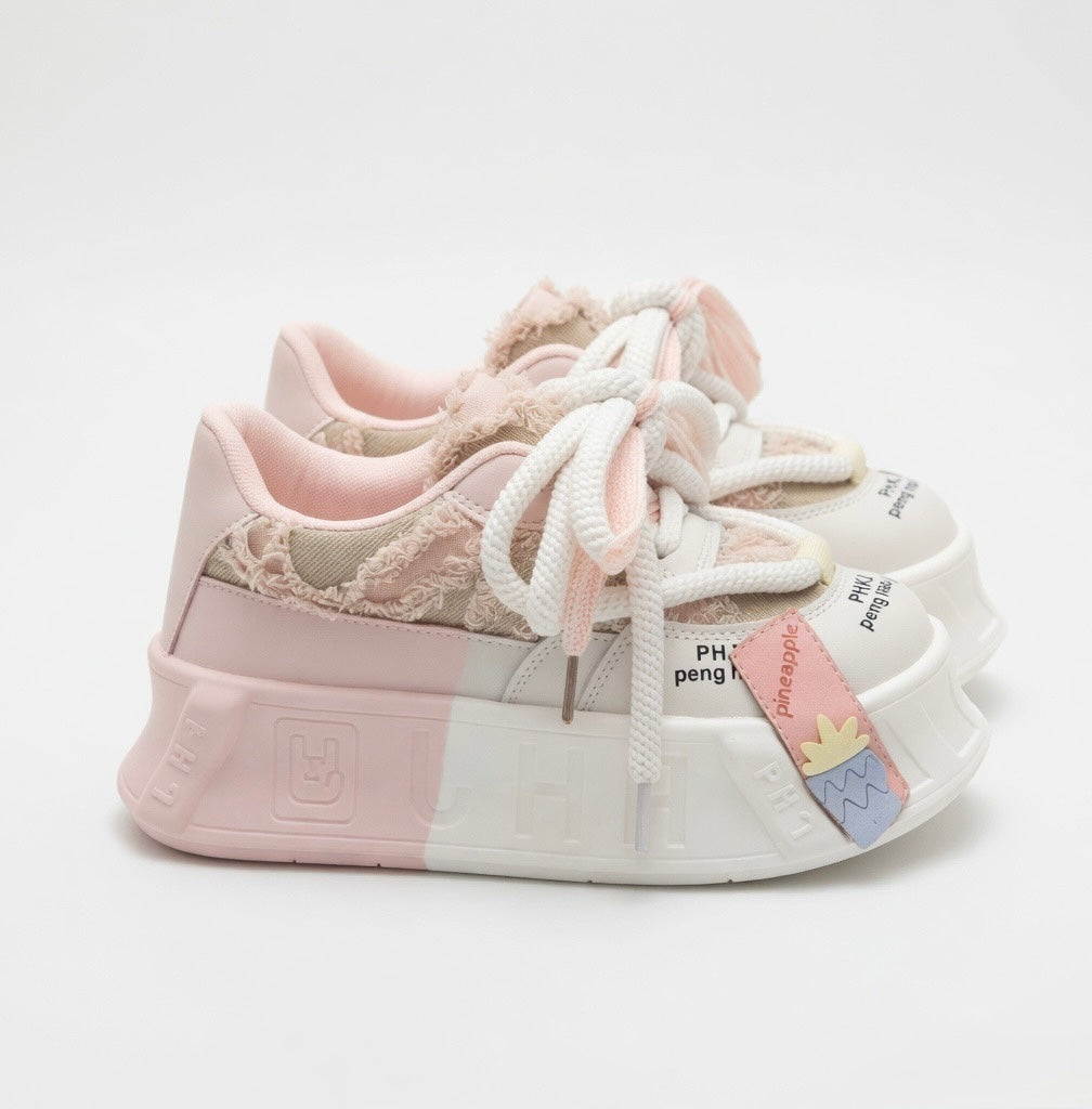 SoftSlipsy Chunky Platform Sneakers Women Height Boost Korean Style Trainers