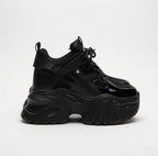 SoftSlipsy Chunky Platform Sneakers Women: Black Korean Style Height Increasing Trainers