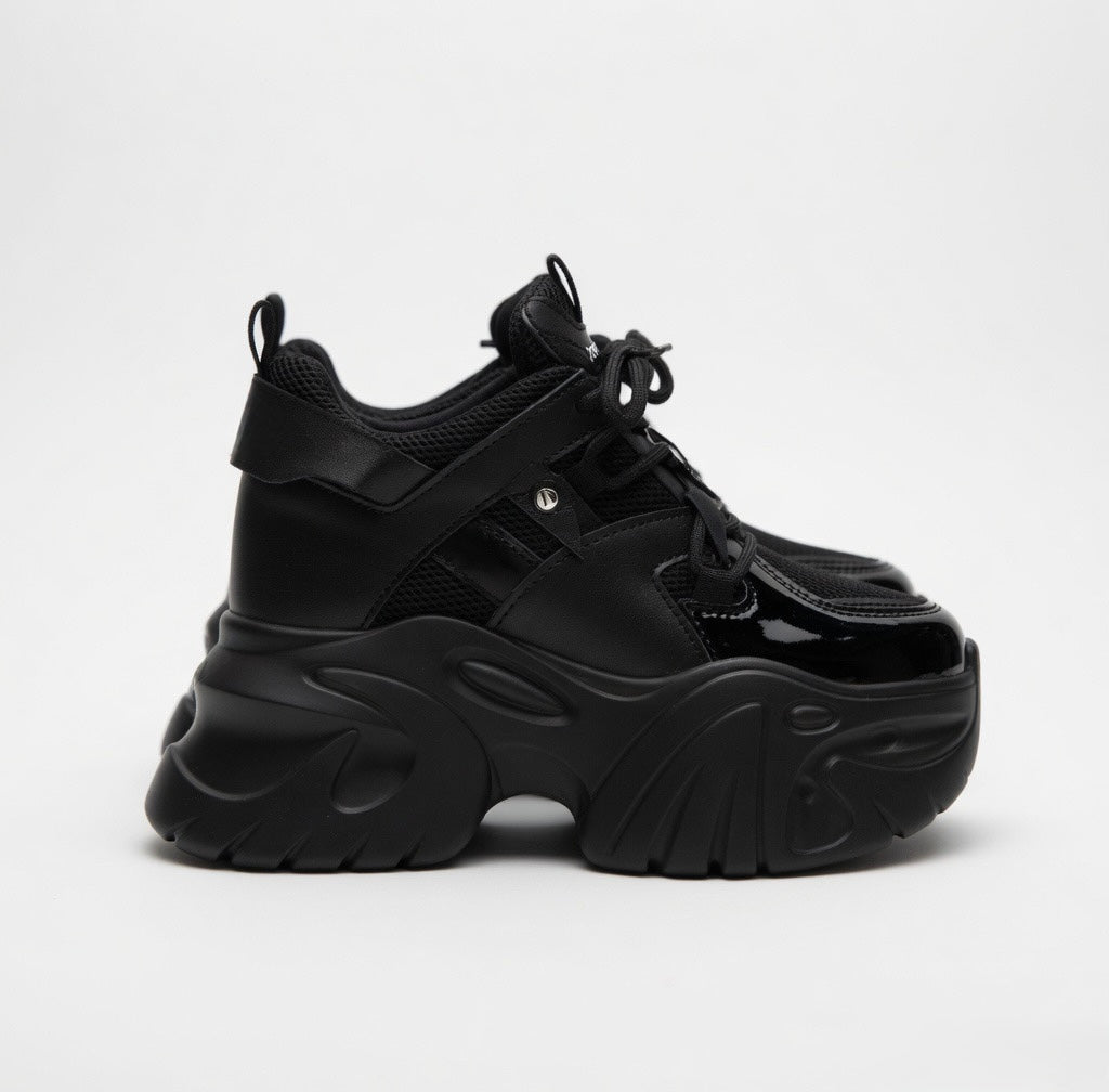 SoftSlipsy Chunky Platform Sneakers Women: Black Korean Style Height Increasing Trainers