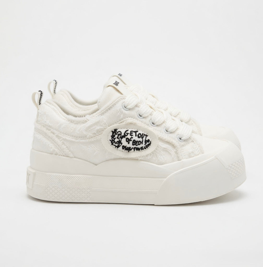 SoftSlipsy Women's Canvas Chunky Platform Sneakers – Lightweight Everyday Trainers