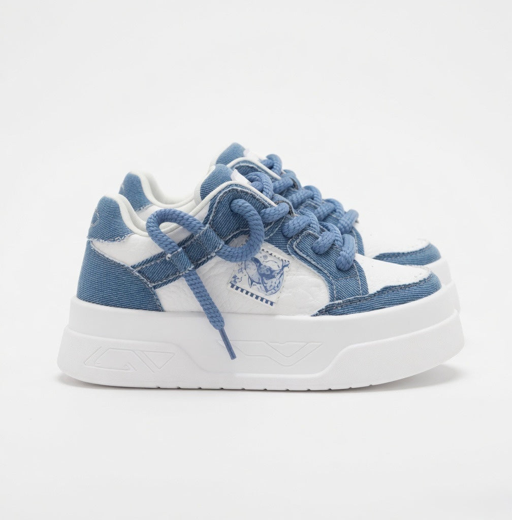 SoftSlipsy Denim Platform Sneakers Women Chunky Sole Skate Trainers Streetwear Casual Shoes